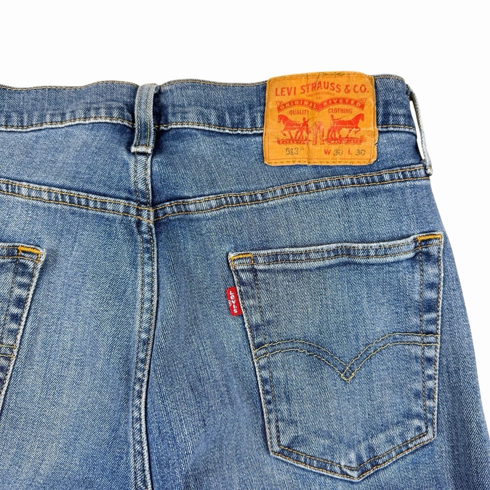 Levis 513 Jeans Sz 28x30 Blue Denim Lt/Medium Wash Mid Rise Straight Leg Casual - Picture 3 of 8
